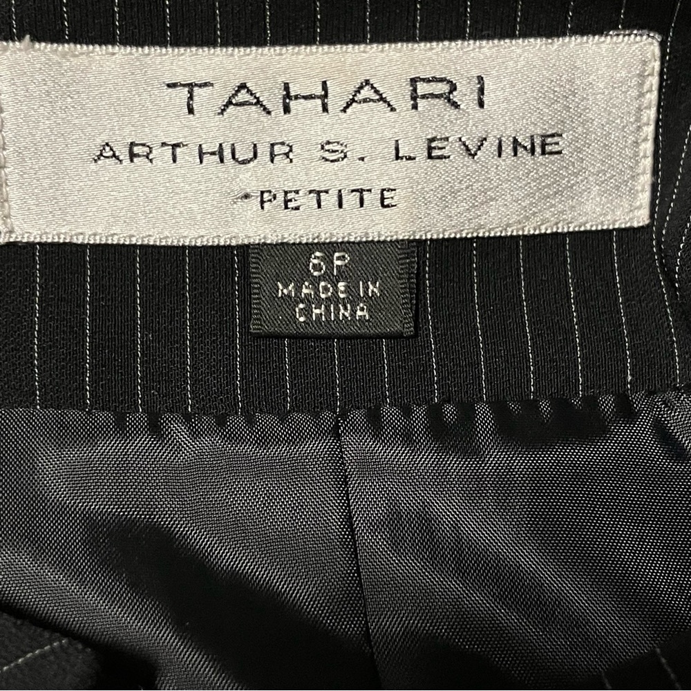 Tahari Arthur S. Levine Black Pinstripe Skirt Suit Set - Picture 6 of 14